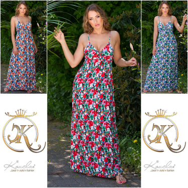 Trendy Summer Maxi dress with print Green